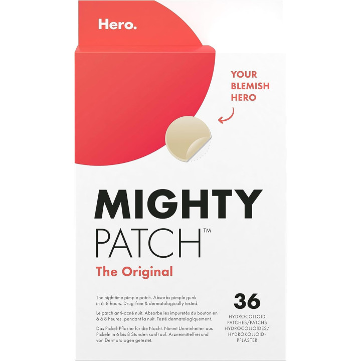 Hero Mighty Pimple Patches Original Hydrocolloid Spot Patches – 36 Cou