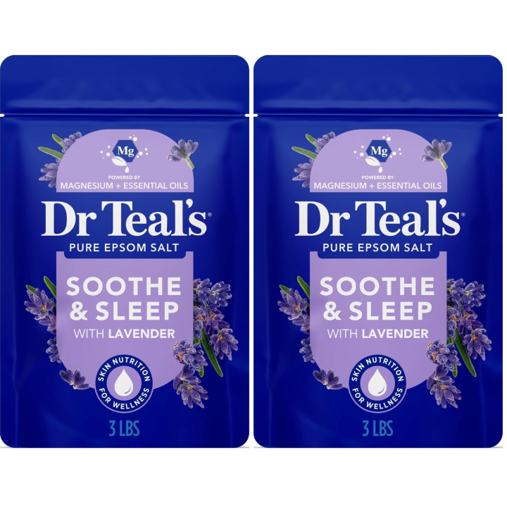 Dr Teal's Epsom Salts Lavender 3Lb 1.36Kg (Pack of 2) Lavender 1.36 kg