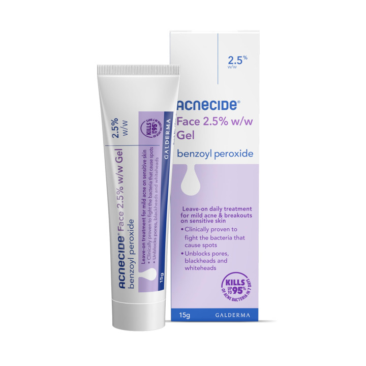 Acnecide Face Gel 2.5% Benzoyl Peroxide 15g 15g Gel Acne Treatment