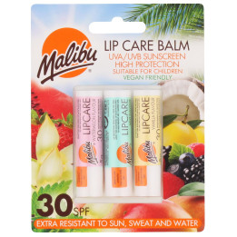 Malibu Sun SPF 30 Watermelon Lip Balm Sunscreen – White – 3 x