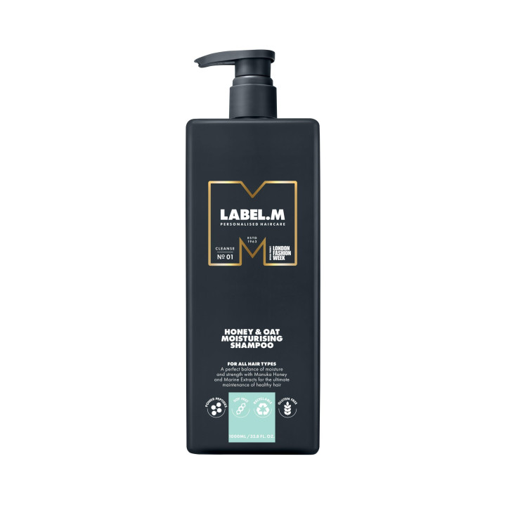 LABEL.M Honey & Oat Moisturising Shampoo 1000ml with Recyclable Pump 1