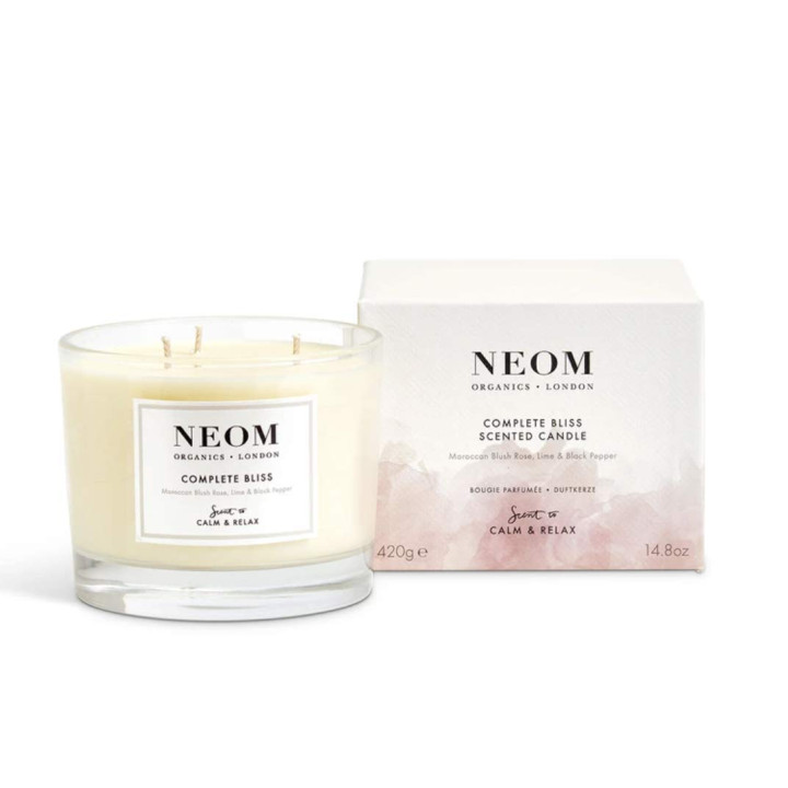 NEOM- Complete Bliss Scented Candle – White – 3 Wick