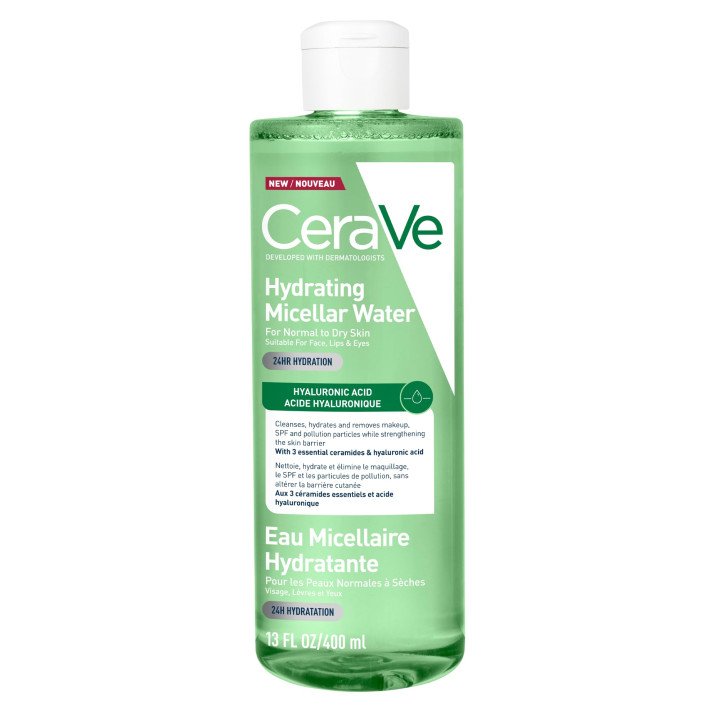CeraVe Hydrating Micellar Water Removes makeup with 24h hydration with