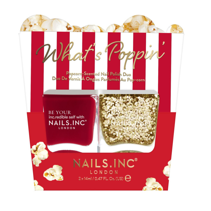 Nails.INC What's Poppin' Popcorn Scented Polish Duo – Rich Red, Gold G