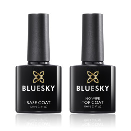 Bluesky Gel Nail No Wipe Top Coat and Base Coat Set, 2 x 10ml, Clear 1