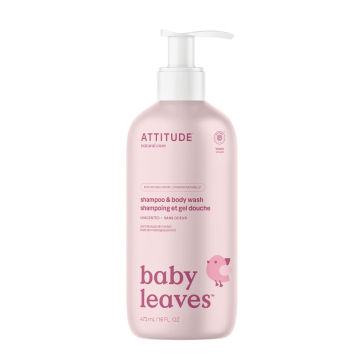 ATTITUDE 2in1 Hair Shampoo and Body Wash for Baby, Plant and Mineral-B