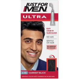 Just for men Ultra Darkest Black Hair Colour Dye for Short Hair, Comb 