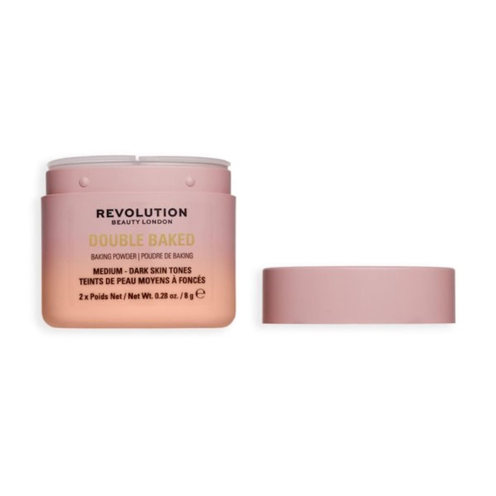 Revolution Double Baked Loose Powder, Medium to Dark, Talc-Free, 8g