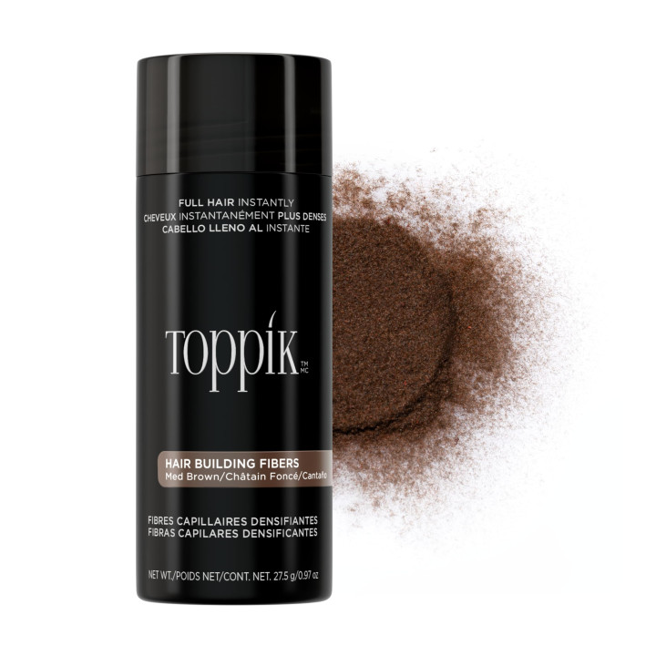 Toppik Hair Building Fibres Powder, Medium Brown, 27.5g Bottle - for A