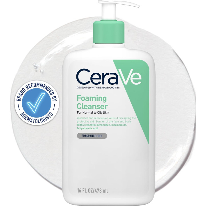 CeraVe Foaming Cleanser for Normal to Oily Skin with Niacinamide & 3 E