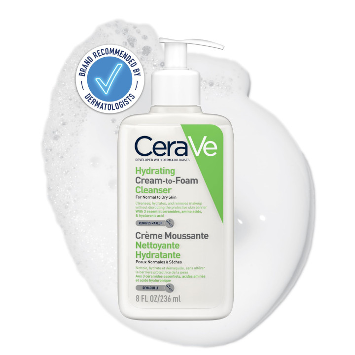 CeraVe Cream-to-Foam Cleanser with Amino Acids for Normal to Dry Skin 