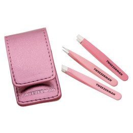Tweezerman Pink Micro Mini Tweezer Set Straight – 3 Tweezers (Slant