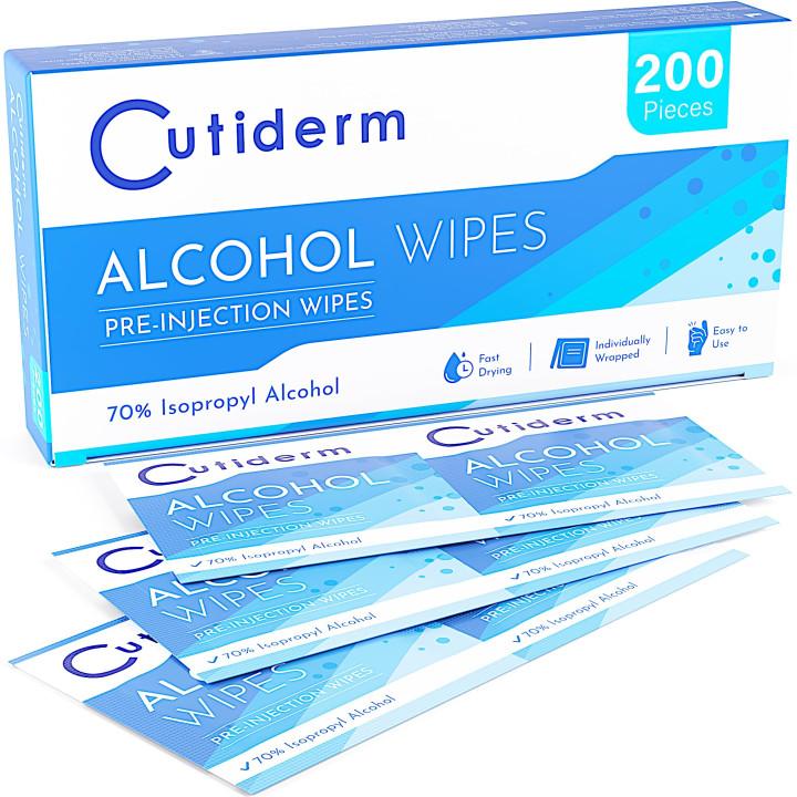Cutiderm Pre-Injection Alcohol Wipes/Swabs Box of 200 Sachets 1 count 