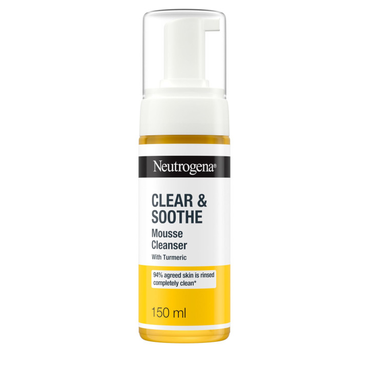 Neutrogena Clear & Soothe Mousse Cleanser Face Wash with Turmeric (1x 